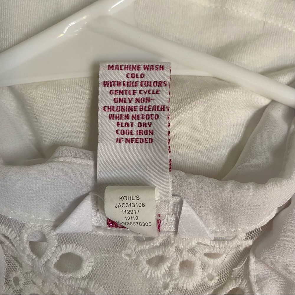 Candie's Sheer Lace Embellished Button Down Blouse - Picture 5 of 5